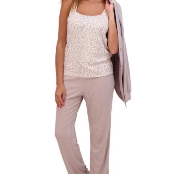 Live 2 Lounge 3 Piece Loungewear Set NWT Cardigan Tank Top Pants Soft & Cooling - Picture 4 of 12